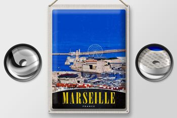 Panneau en étain voyage 30x40cm, grande roue de la ville de Marseille France 2