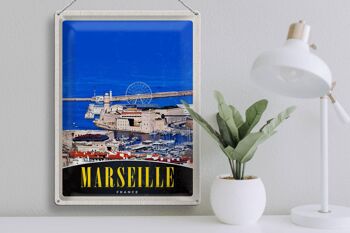 Panneau en étain voyage 30x40cm, grande roue de la ville de Marseille France 3