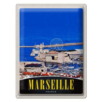 Blechschild Reise 30x40cm Marseille Frankreich Stadt Riesenrad