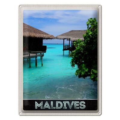 Targa in metallo da viaggio 30x40 cm Maldive America Isola Mare Sole