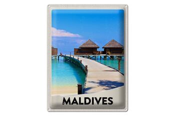 Signe en étain voyage 30x40cm, Maldives, île, Amérique, vacances, mer 1