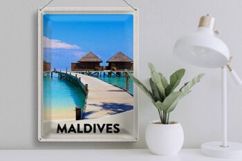 Signe en étain voyage 30x40cm, Maldives, île, Amérique, vacances, mer 3
