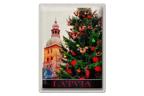 Blechschild Reise 30x40cm Lettland Europa Weihnachten Winter