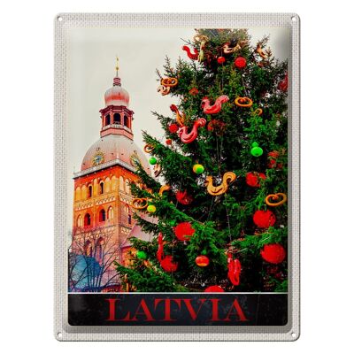 Blechschild Reise 30x40cm Lettland Europa Weihnachten Winter