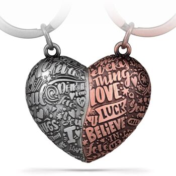 Porte-clés "Puzzle coeur" - cadeau partenaire romantique - un coeur deux pendentif pour couples copines soeurs 1