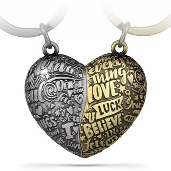 Porte-clés "Puzzle coeur" - cadeau partenaire romantique - un coeur deux pendentif pour couples copines soeurs 11
