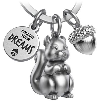 Porte-clés écureuil "Follow your Dreams" "Skippy" avec gravure - porte-bonheur doux, encouragement