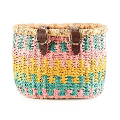 ELMINA: Child's Pink & Yellow Pattern Bike Basket