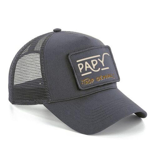 Casquette homme 'super papy' - grise - avec patch détachable imprimé message - fête des pères