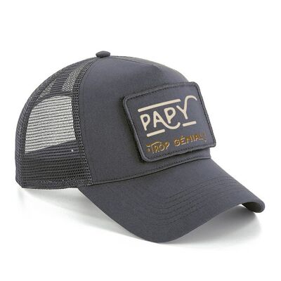 Gorra para hombre 'grandpa too awesome' - gris - con parche impreso con mensaje desmontable - Día del Padre