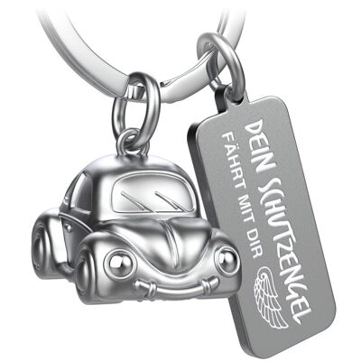 "Car" miniature car keychain - sweet lucky charm for car drivers - with engraving "Your guardian angel drives with you"