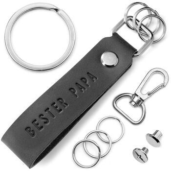 Porte-clés en cuir "Best Dad" avec porte-clés interchangeable 12