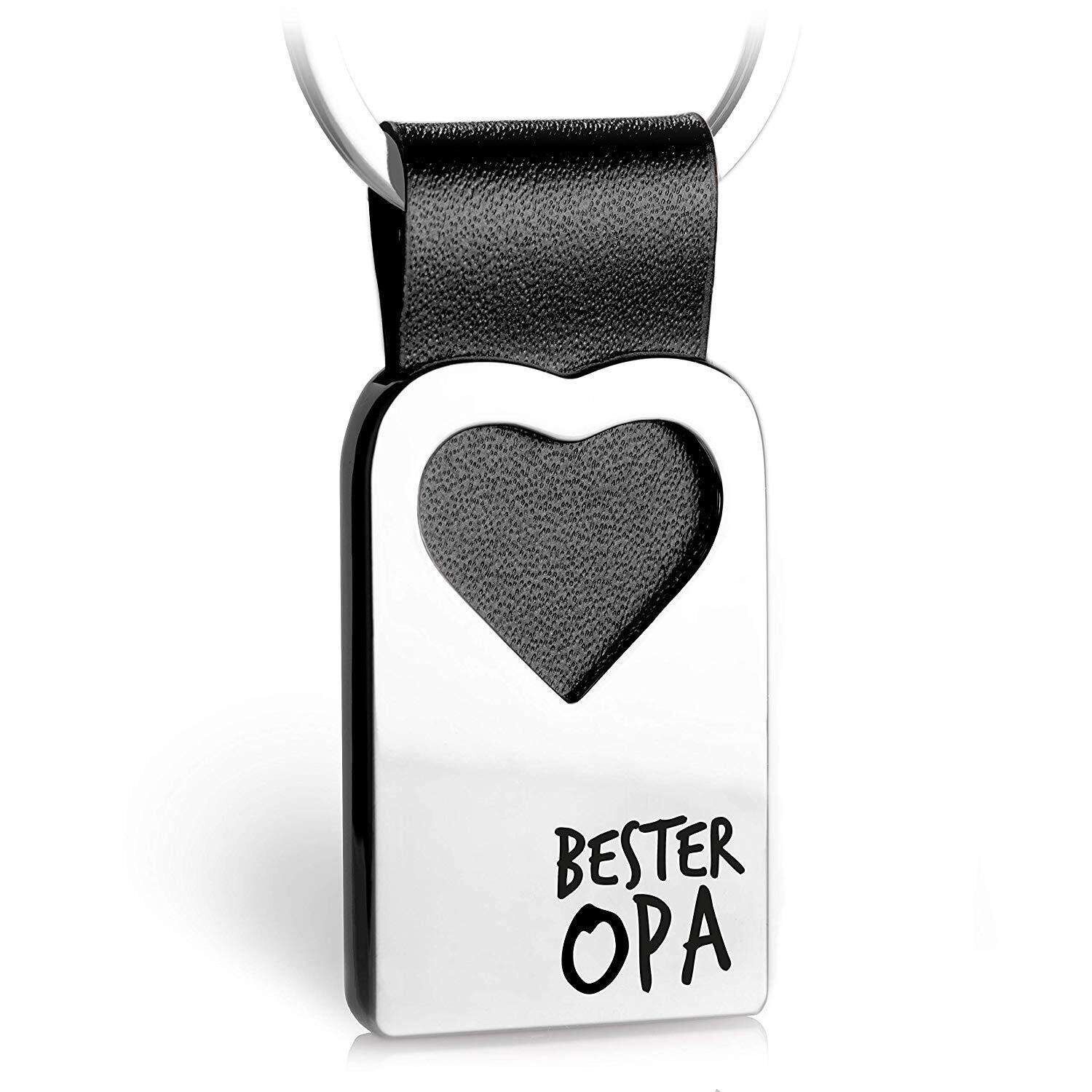 "Bester Opa" Herz-Schlüsselanhänger mit Gravur aus Leder