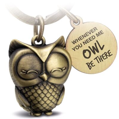 "Owl be there" llavero de búho "Owly" con grabado - lindo amuleto de la suerte de búho