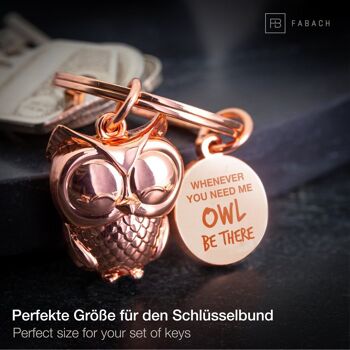 "Owl be There" porte-clés hibou "Owly" avec gravure - joli porte-bonheur hibou 7