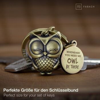 "Owl be There" porte-clés hibou "Owly" avec gravure - joli porte-bonheur hibou 9