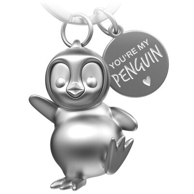 Porte-clés pingouin "Tu es mon pingouin" "Breezy" avec gravure - joli porte-bonheur pingouin comme cadeau pour les partenaires