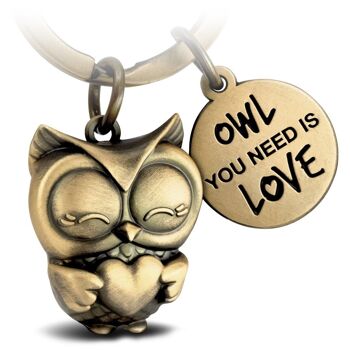 Porte-clés hibou "Owl you need is Love" Owly avec coeur et gravure - porte-bonheur hibou doux 2