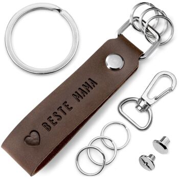 Porte-clés en cuir "Best Mom" ​​avec porte-clés interchangeable 2