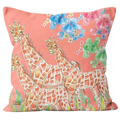 Peach Fuzz Giraffes Cushion