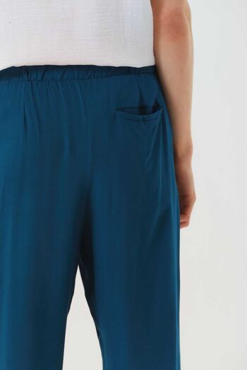 Pantalon Homme Taille Élastique Plissée Bleu Foncé 5