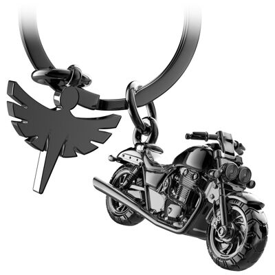 "Chopper" motorcycle keychain with guardian angel - angel lucky charm for motorcyclists chopper fans