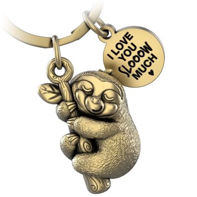 "I love you slooow much" sloth keychain "Dreamy" with engraving - loving lucky charm