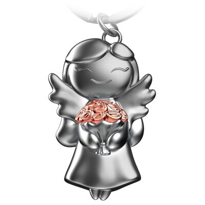 "Star" Guardian Angel Keyring - Lucky Angel with Flowers - Angel Lucky Charm