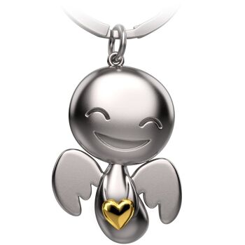 "Happy" avec coeur - porte-clés ange gardien - porte-bonheur ange doux avec coeur 2