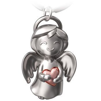 Porte-clés ange gardien "brillant" - porte-bonheur ange - ange porte-bonheur avec coeur 1