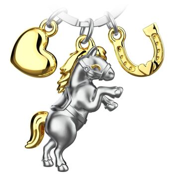 Porte-clés cheval "Poney" avec coeur et fer à cheval - cadeau porte-bonheur pour les amateurs de chevaux 13