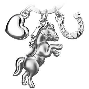 Porte-clés cheval "Poney" avec coeur et fer à cheval - cadeau porte-bonheur pour les amateurs de chevaux 14