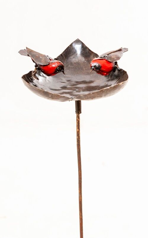 METAL ROBIN HEART BOWL ON STICK