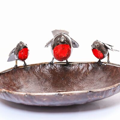 METAL ROBIN BOWL PET FEEDER LARGE