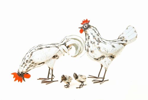 Zimba-Arts METAL ROOSTER, HEN AND BABY CHICKS SET