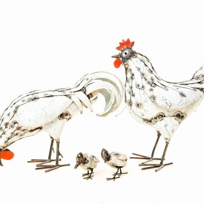 Zimba-Arts METAL ROOSTER, HEN AND BABY CHICKS SET