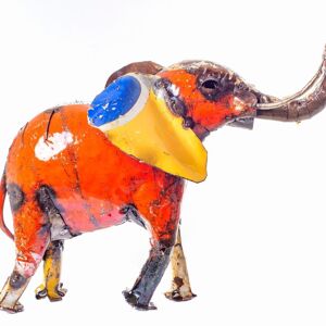 Zimba-Arts MÉTAL EXTRA GRAND ÉLÉPHANT COLORÉ