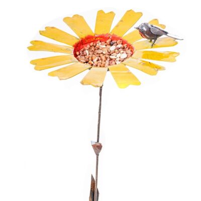 METAL ROBIN ON SUNFLOWER STICK