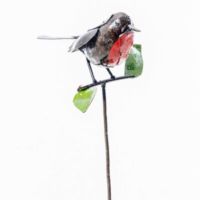 ROUGE MOYEN EN MÉTAL SUR BÂTON AVEC FEUILLES