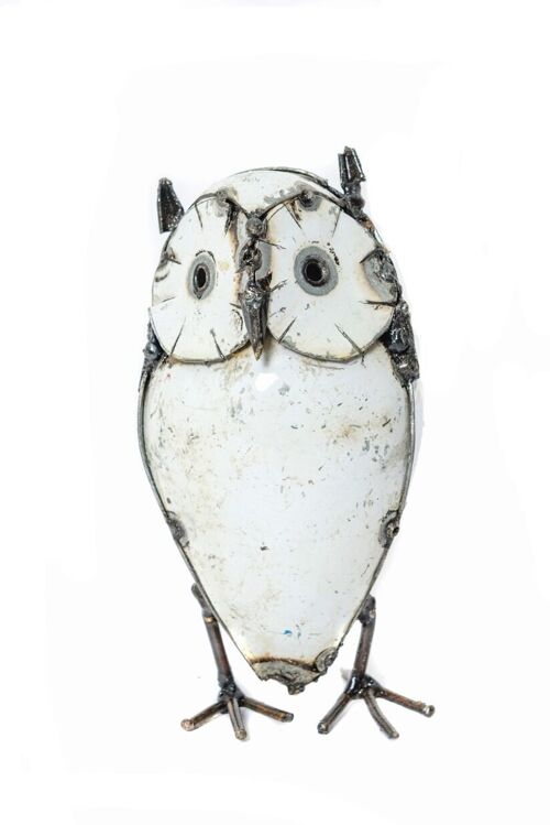 METAL WHITE SMALL OWL STANDING