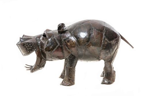 Zimba-Arts METAL NATURAL NEW MEDIUM BABY HIPPO YAWNING