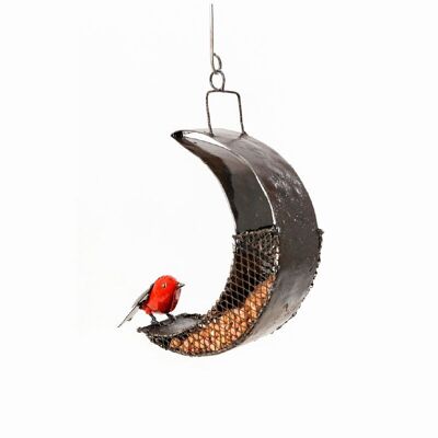 Mangeoire à oiseaux demi-lune suspendue en métal