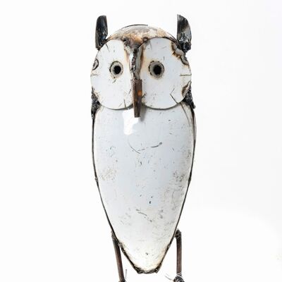 ZIMBA ARTS METAL LARGE WHITE OWL STANDING