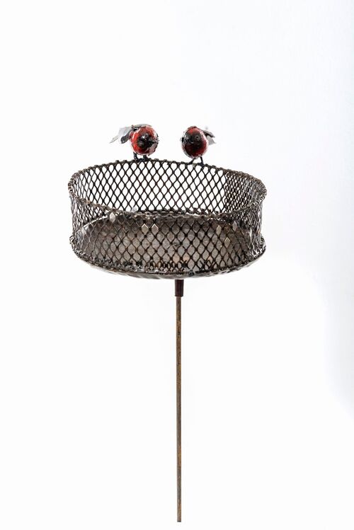 ZIMBA ARTS METAL MESH ROBIN BIRDFEEDER ON STICK