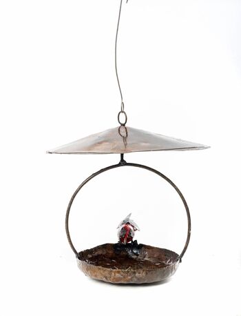 Zimba-Arts Mangeoire à oiseaux suspendue en métal Robin