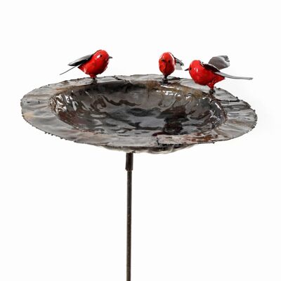 METAL FAM OF 3 ROBIN PLATE BOWL ON STICK