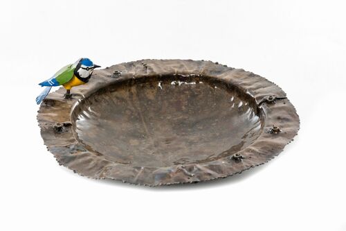 METAL SINGLE BLUE TIT PLATE BOWL PET FEEDER