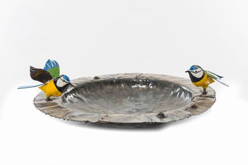 METAL COUPLE BLUE TIT PLATE BOWL PET FEEDER