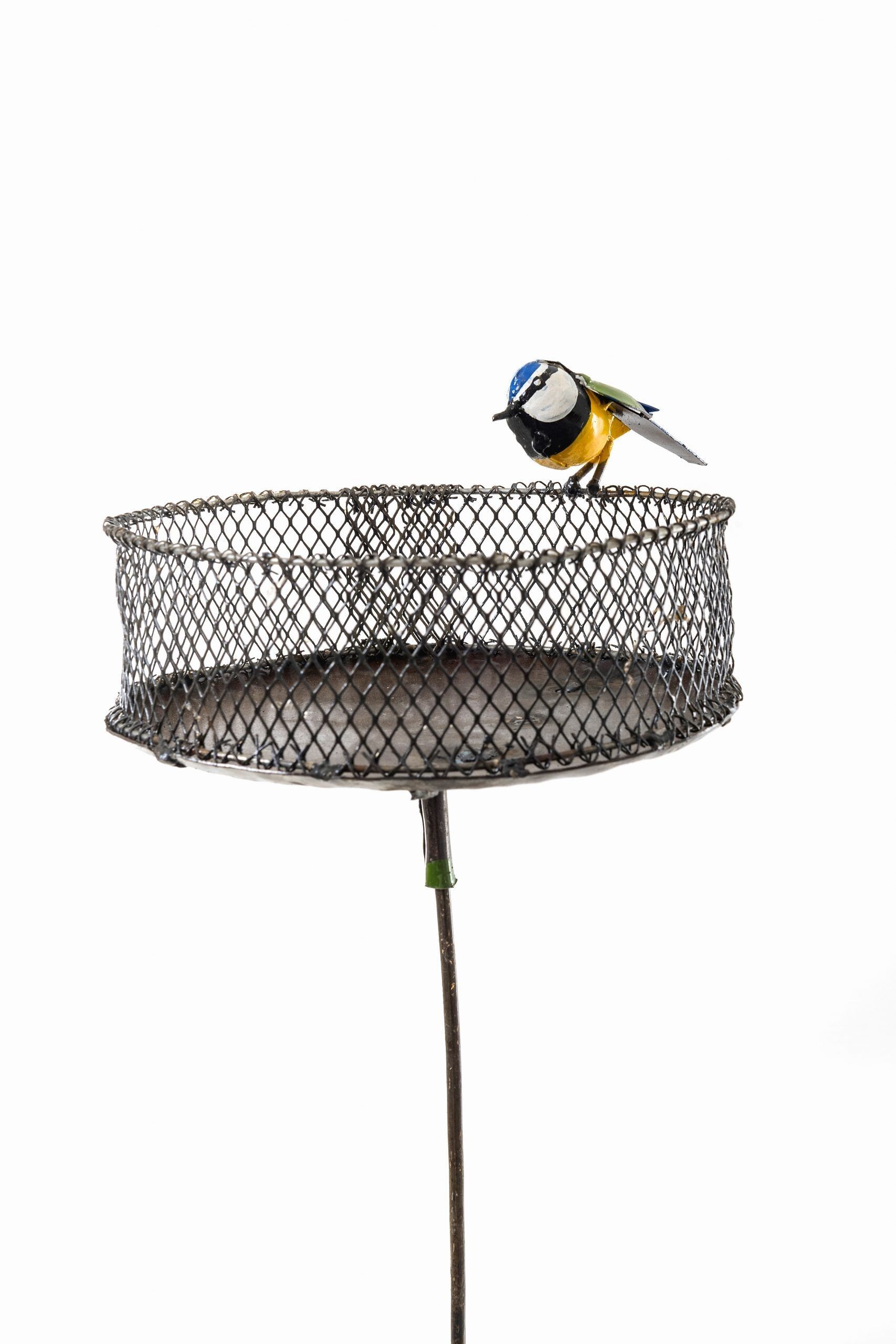 CIOTOLA PER UCCELLI IN METALLO BLUE TIT IN RETE SU BASTONE