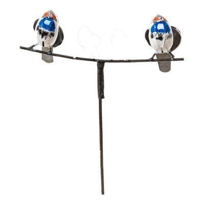 ZIMBA ARTS METAL COUPLE GREAT SPOTTED BLUE THROAT ON STICK